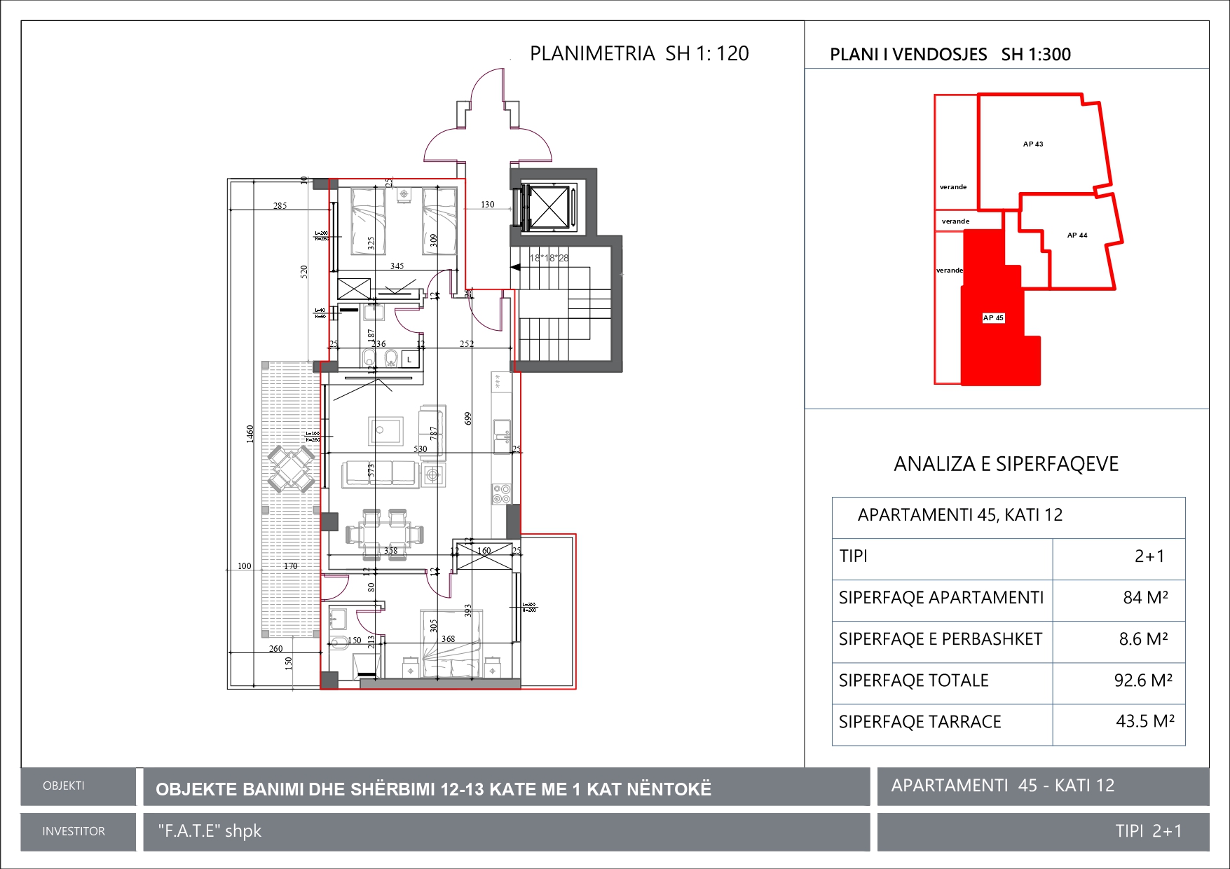 Penthouse z  werandą 43m2 i widokiem na morze oraz góry – Lungomare, Wlora