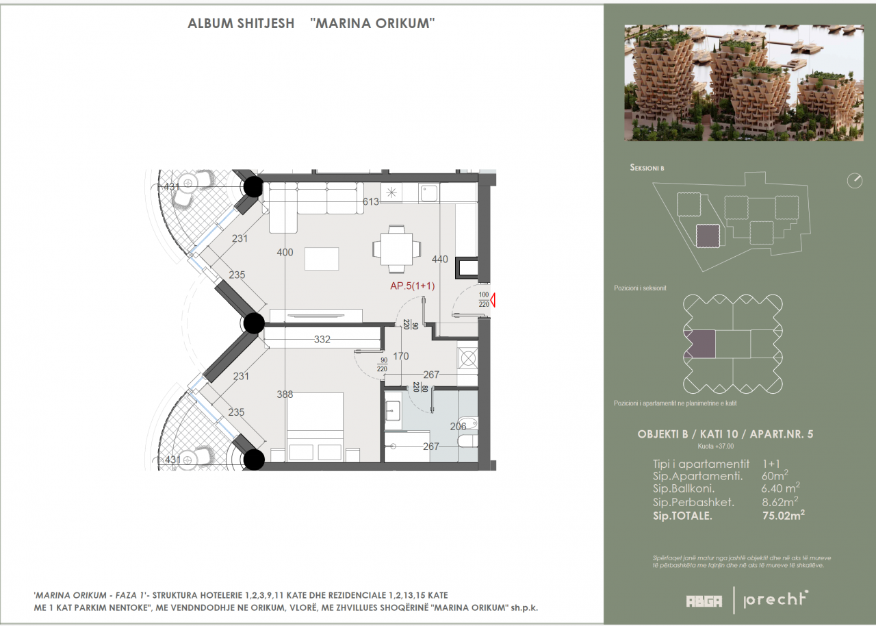 Luksusowy 2-pokojowy apartament w Marina Orikum –  Wlora
